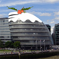 City Hall as a Christmas pudding